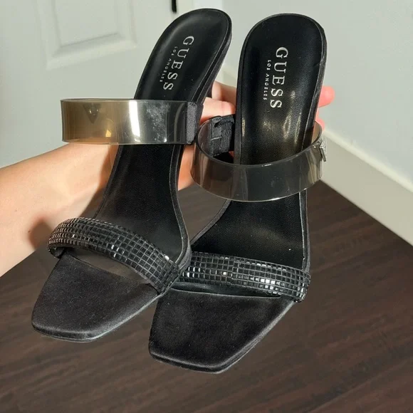 GUESS Black Women's Heeled Sandals - Picture 8 of 9